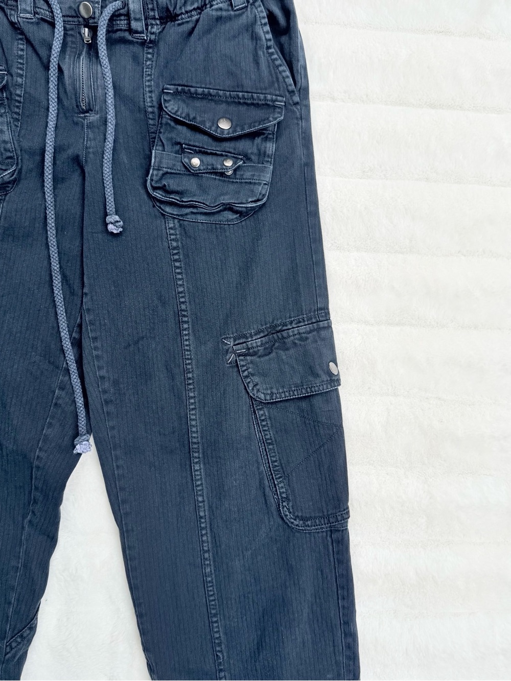 Free People Tahiti Cargo Pants Black Utility Drawstring Relaxed Fit S - Picture 7 of 12